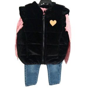 Buffalo David Bitton Girl 3-Piece Vest, Long Sleeve Shirt & Jeans Set 3T, 4T